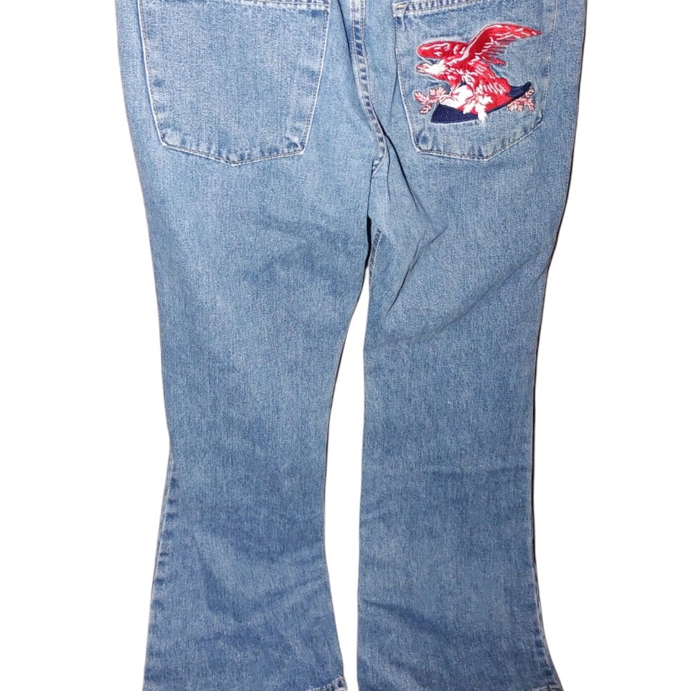 (6) Tommy Hilfiger Eagle Back Pocket Low Rider Flare Jeans - Picture 11 of 12